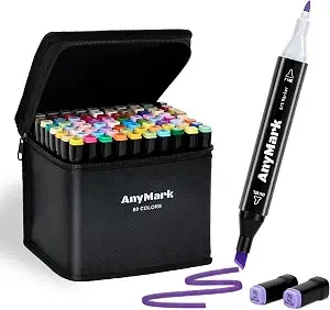 Anymark Alcohol Markers, 80 Colors Dual Tip Art Coloring Markers Set