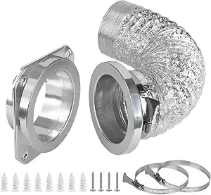 Magnetic Dryer Vent Coupling Connector Kit - dv180 Airtight Seal, Quick Connect, Includes 4"x3.3ft Dryer Vent Hose & 2 Clamps