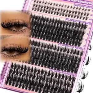 Volume Lash Clusters Spikes Cluster Eyelash Extensions 60d 80d 100d Thick Spiky Individuals Lashes 5-19mm Mega Wispy Eyelash Extension Fluff Diy D Curly Lash Extension With Bottom Lashes 296pcs
