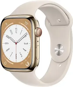 Apple Watch Series 8 (Gps + Cellular, 45mm) - Gold Stainless Steel Case With Starlight Sport Band (Renewed)