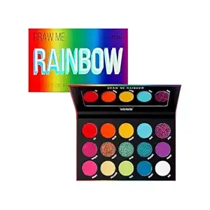 Kiss New York Professional Shadow Palette, 15 Color Highly Pigmented For All Finish Type, Long Lasting & Lightweight, Natural Colors Blendable For Eyeshadow Makeup With Mirror (Draw Me A Rainbow)