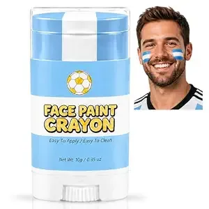 Argentina World Cup Face Paint Stick,Blue White And Blue Argentina Soccer Fan Flag Face Body Paint Crayon,Sweatproof & High Pigment For Football,Rugby,Softball,Baseball