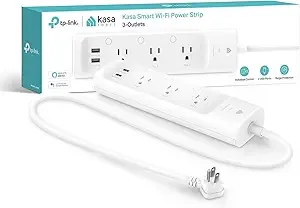 Kasa Smart Plug Power Strip kp303, Surge Protector With 3 Individually Controlled Smart Outlets And 2 Usb Ports, Works With Alexa & Google Home, No Hub Required , White