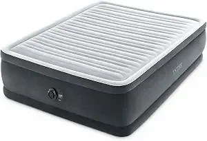 Intex 64417ed 22in Queen Dura-Beam Comfort Plush High-Rise Inflatable Air Mattress With Built In Pump For Travel And Camping, 600lb Weight Capacity