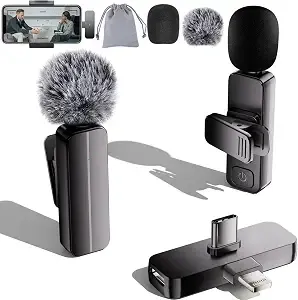 Bulatry 2-Pack Wireless Mini Lavalier Microphone For Iphone,Android Phone - 65ft Cordless Clip On Mics With Noise Reduction 6h Working Time For Video Recording