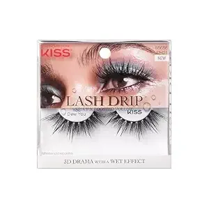 Kiss Lash Drip, False Eyelashes, 'You Dew You', 14mm, Includes 1 Pair Of Lash, Easy To Apply, Reusable Lash Clusters