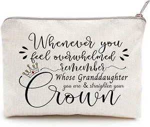 Granddaughter Gift, Whenever Overwhelmed Remember Whose Granddaughter You Are, Makeup Bag, Lipstick Bag, Graduation Gift