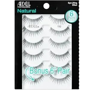 Ardell False Eyelashes, Natural Lashes 110 - Lightweight Reusable Strip, Eye-Lifting Effect, 5 Pairs + Bonus Pair