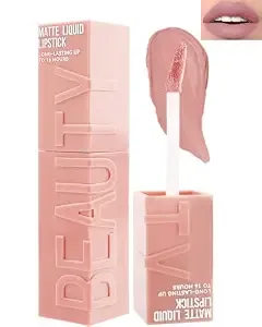 Matte Liquid Lipstick For Women, 1pcs Highly Pigmented Color Lip Stain Tint, Super Velvet Matte Lip Gloss, Up To 16h Wear, Long Lasting Waterproof Smudge-Proof, Non-Stick Cup Lip Makeup-01# Nude Pink