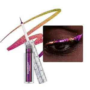 Charmacy Multichrome Eyeliner Liquid Liner, Metallic Glitter Shimmer Eyeliner, Long Lasting High Pigmented With Waterproof & Smudge Proof Formula, Ultra-Fine Tip Purple Gold Green 903