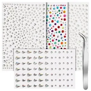 Teenitor 1053pcs Face Gem Hair Jewelry Pearls Stickers For Makeup Festival