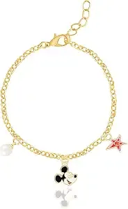 Disney Women’S Charm Bracelets – Mickey Mouse And Minnie Mouse Flash-Plated