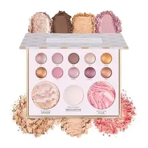 Baked Makeup Palette, Include Bronzer, Blush, Highlighter And 10 Eyeshadows