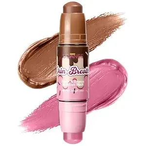 Ucanbe Blush & Bronzer Stick, 2-In-1 Multiuse Cream Makeup Stick, Dual-Ended Blush & Contour Stick, Buildable Blendable Cream Formula, Natural Glow Finish, Travel-Friendly (02 Pink Rose)