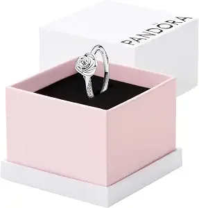 Pandora Signature Ring, Rose & Clear Cz, With Gift Box