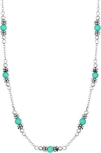 Amazon Essentials Fine Silver-Plated Western Beaded Necklace, 16"