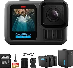 Gopro hero13 Waterproof Action Camera (Black), 2 Gopro Enduro Battery, Kit