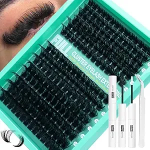 Lash Clusters Kit 300d Volume Fluffy Cluster Eyelash Extensions, 196pcs 10-22mm Full Length D Curl Wispy Individual Lashes Clusters With Bond & Seal And Tweezer, Thick Diy Lash Extension Kit Reusable