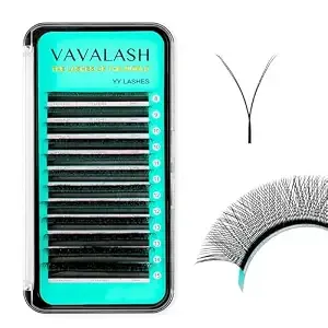 Vavalash Y Lash Extensions C Curl 0.05mm 8-15mm Mix Tray Easy Premade Volume 4d Fans Eyelash Extension Yy Type Natural Volume Lashes Extension Soft Matte Black Lashes (Yy-0.05-C-8-15mm)