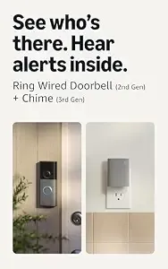 Ring Wired Doorbell (Newest Model), Speckled Gray With Chime (Newest Model), White