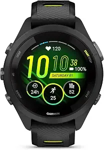 Garmin Forerunner 265s Running Smartwatch, Colorful Amoled Display, Training Metrics And Recovery Insights, Black And Amp Yellow, 42 Mm (Renewed)