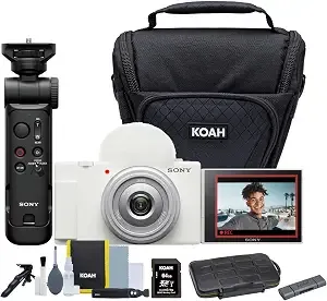 Sony Zv-1f Vlog Camera For Content Creators And Vloggers (White) Bundle