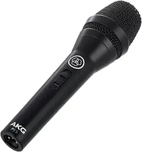 Akg Pro Audio p5 S High-Performance Supercardioid Dynamic Vocal Microphone With On/Off Switch, Xlr Wired Mic For Stage, Studio Recording & Live Performance, Includes Stand Adapter And Zip Bag, Black