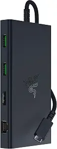 Razer Usb C Dock 11-Port Travel Charging Station For Windows Mac Laptop Ipad Surface Chromebook Galaxy Tab: Type C, Hdmi, Ethernet, Microsd - 4k 60 Hz Display - 85 W Tablets + Mobile Fast Charge