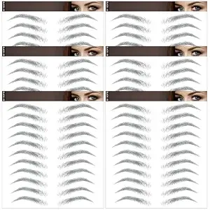 Aresvns 6 Sheets 66 Pairs Black Eyebrow Tattoo Stickers For Women Girls