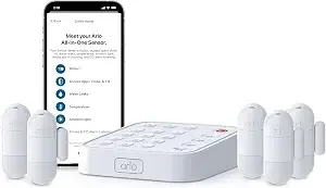 Arlo Home Security System - Alarm System With Wired Keypad Sensor Hub, 5 8-In-1 Sensors & Yard Sign - No Contract Required - Diy Installation - White, ss1501