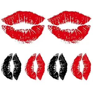 2 Sheets Heartbeat Lips Romantic Love Small Tiny Temporary Tattoos