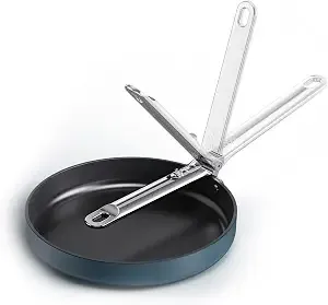 Joseph Joseph Space 9.5" Nonstick Frying Pan Skillet With Folding Handle, Ceramic Coating, Induction & Oven Safe
