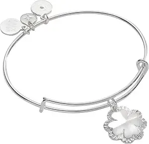 Alex And Ani Four-Leaf Clover Charm Bangle