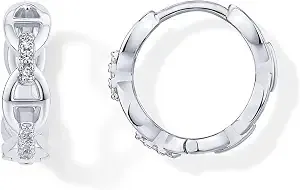 Pavoi 14k Gold Plated Sterling Silver Posts Cubic Zirconia Chained Huggie Earrings For Women - Small Cz Chain Hoops
