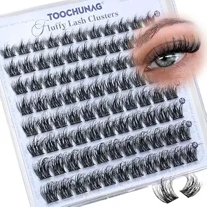 Toochunag Fluffy Lashes Clusters Manga Cluster Eyelash Extensions Wispy Eyelash Clusters D Curl Diy Individual Lash Clusters, 10-16mm Soft Faux Mink Cluster Lashes Extensions