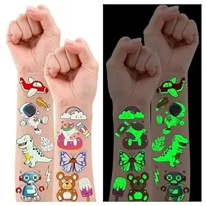 Partywind Luminous Temporary Tattoos For Kids, Glow Party Supplies