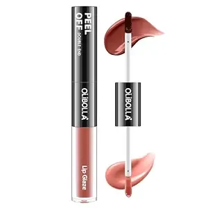 Peel Off Lip Stain Liner 2-In-1 Lip Gloss Oil Makeup Combo, Lip Liner Stain Smudge-Proof, Highly Pigmented Color, Transfer-Proof, Waterproof, Glitter Lip Glaze Moisturizing