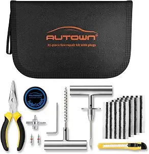 Autown Flat Tire Repair Kit With Plugs 31pcs, Professional Tire Plug Kit