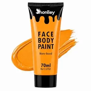 Orange Face Body Paint Tube - 70ml Professional Water-Based Facepaint For Kids & Adults - Hypoallergenic, High Coverage, Quick Dry For Pumpkin, Tiger, Sfx Cosplay Halloween Makeup