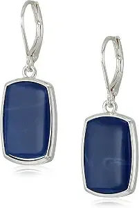 Nine West Women'S Silvertone And Denim Large Drop Earrings