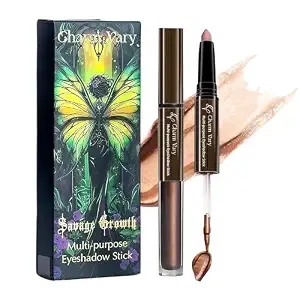 2-In-1 Eye Shadow & Liquid Eyeshadow, Waterproof Cream Eye Makeup Crayon Long Lasting Shimmer Glitter Gold Eye Brightener For Mature Women(01 Brown)