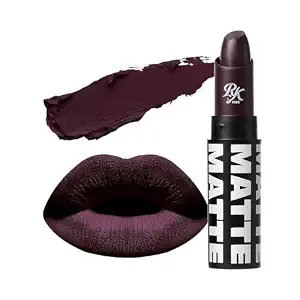 Ruby Kisses Lipstick, Matte Finish, Long-Lasting, Highly Pigmented, Smooth Apply, Full Coverage Lip Color Makeup (Blackberry)
