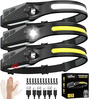Rechargeable Headlamp 3pcs, 230° Led Head Lamp, Head Lights For Forehead