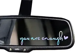 2 X You Are Enough Rearview Mirror Decal, Rear View Mirror Sticker, Car Mirror Decor, Water Bottle Decal For Women, Sticker For Tumblers, Window, Self Affirmations (Holographic)