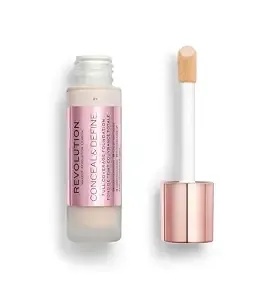 Revolution, Conceal & Define Foundation, Full Coverage, Long-Lasting Matte Finish, Vegan & Cruelty-Free, f1 Fair Skin Tones, 0.8 Fl Oz
