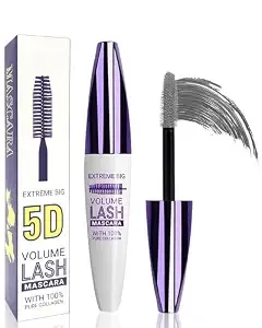 5d Gray Mascara For Eyelashes-1pcs Longlasting Waterproof Smudge-Proof Cold Grey Mascara Volume And Length, Volumizing Defining Eye Lashes, Women’S Mother’S Day Eye Makeup Gift For Older Women 60 Plus