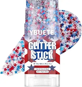 Ybuete Red White Blue Star Face Body Glitter Stick For 4th Of July Makeup