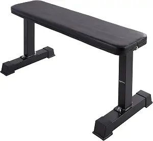 Amazon Basics Sturdy Flat Weight Bench For Home Gym, Strength Training, Stable Assembly, Black