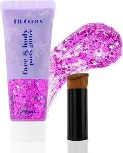 Purple Pink Holographic Face Hair Body Glitter Gel, Halloween Rave Glitter