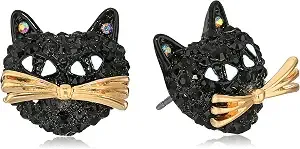 Betsey Johnson Pave Cat Stud Earring
